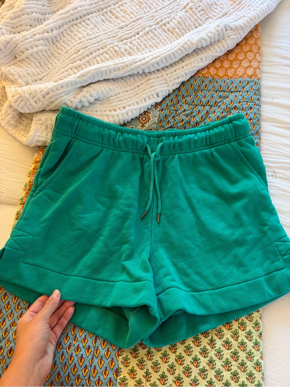 Womens Green Sweat Shorts